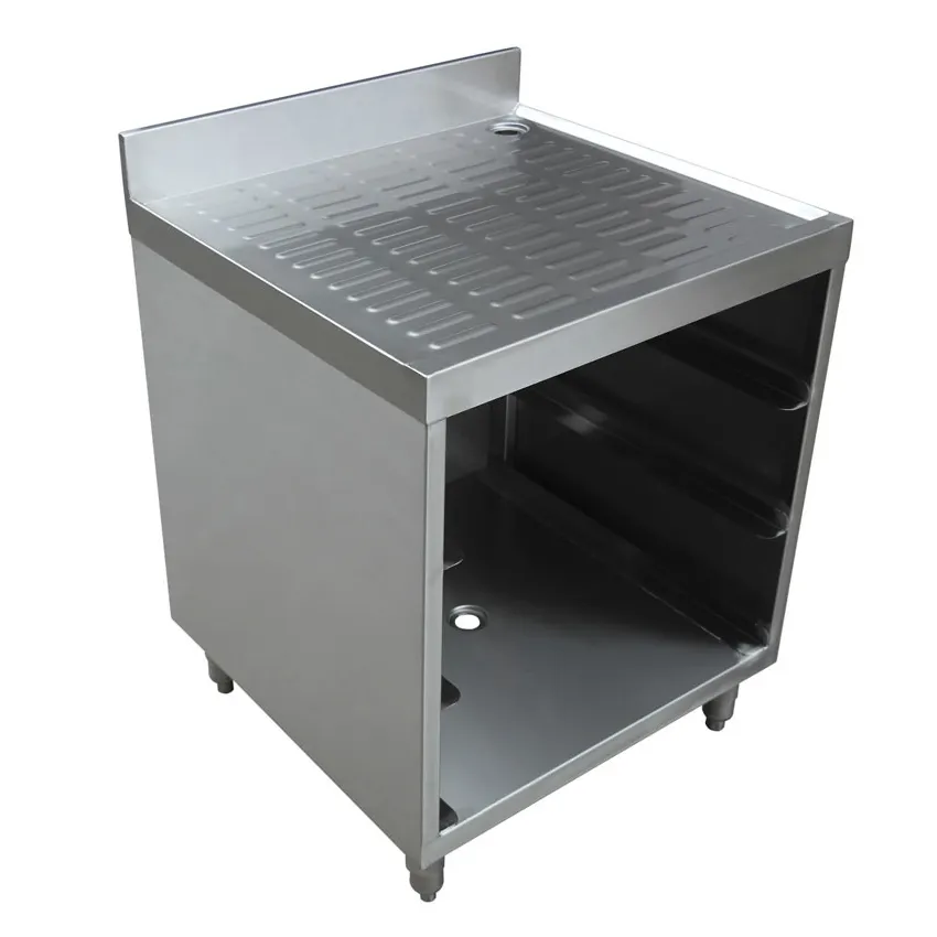 Omcan USA 44596 24" Underbar Glass Rack Storage Unit w/ Drainboard Top, Open Front Base