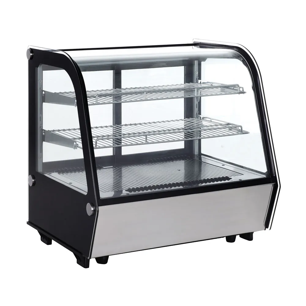 Omcan USA 44629 27" Full Service Countertop Refrigerated Display Case with Sliding Glass Door, 2 Shelves - 4.24 cu. ft. / 230 w