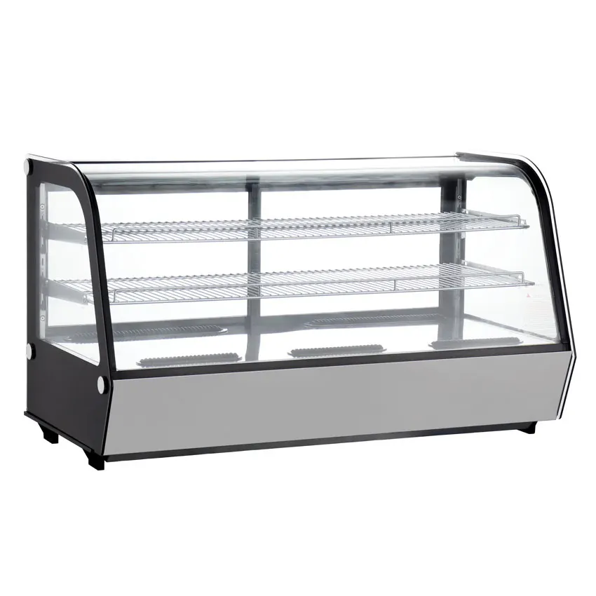 Omcan USA 44631 48" Full Service Countertop Refrigerated Display Case with Sliding Glass Door, 2 Shelves - 7.13 cu. ft. / 340 w