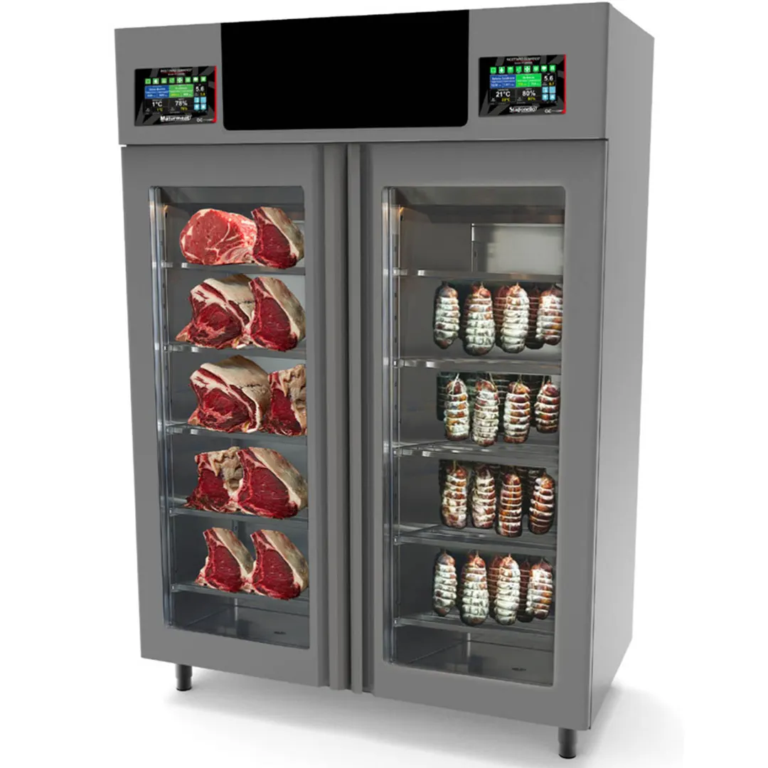 Omcan USA 44989 - Stagionello+Maturmeat Combo Cabinet, 58"W, 220+220lb, 14°F-158°F, 20 rods, 5 racks, 3.7kW, 220V, 304SS