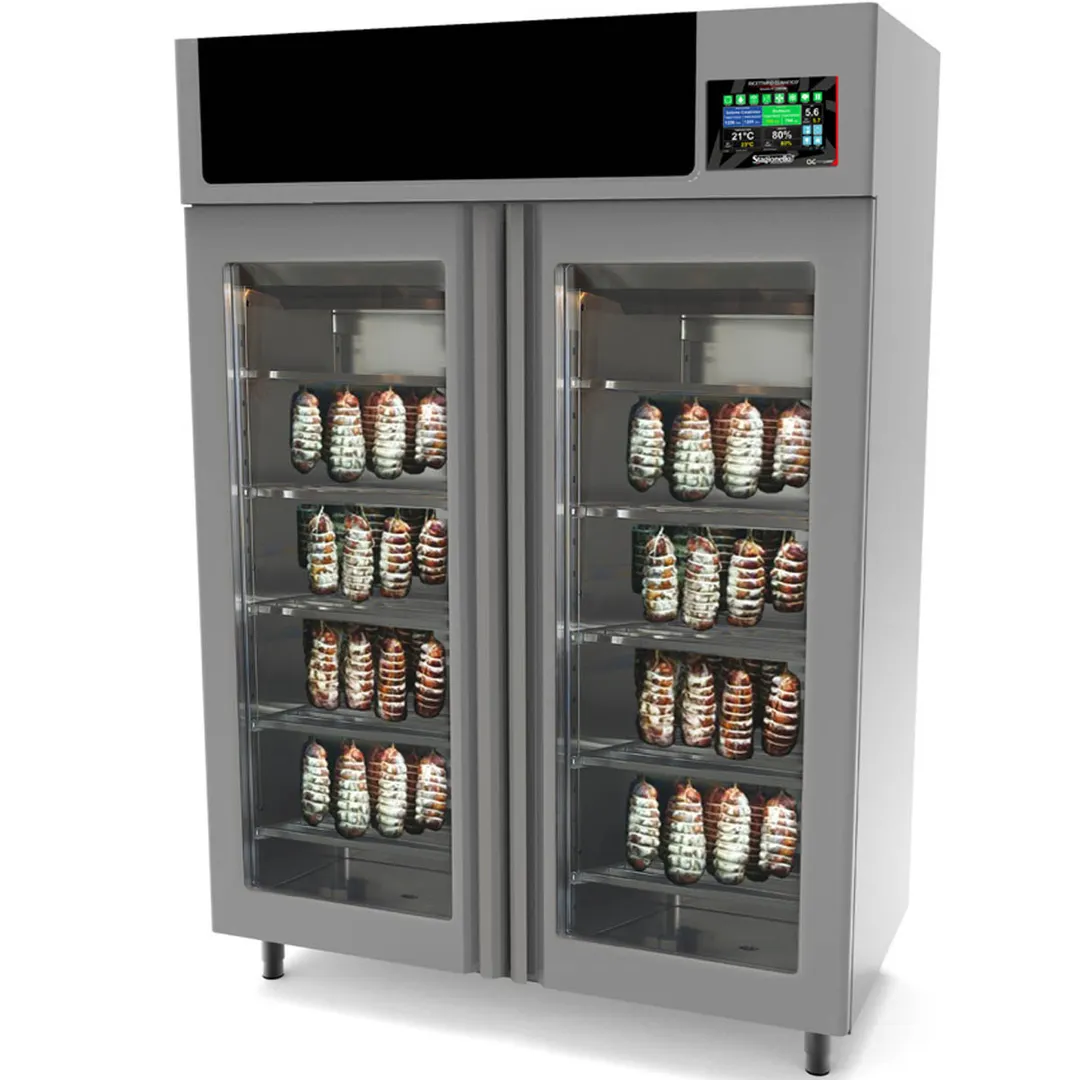 Omcan USA 45232 Stagionello Evo Meat Curing Cabinet, 57.5" W, 200 kg Load, 35.6°F-95°F, 20 Stainless Rods, 3,540W 220V