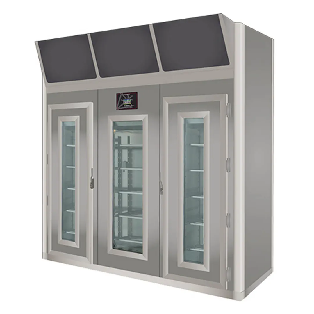 Omcan USA 45344 Maturmeat 400kg Meat Dry Aging Cabinet, 100" W, 3 Swing Glass Doors, 5,150W 380V, 304 Stainless Steel