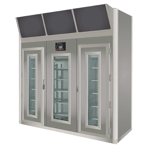 Omcan USA 45344 Maturmeat 400kg Meat Dry Aging Cabinet, 100" W, 3 Swing Glass Doors, 5,150W 380V, 304 Stainless Steel
