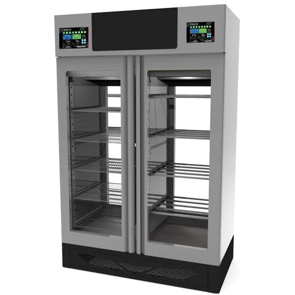 Omcan USA 45376 Stagionello+Maturmeat Combo 220+220lb Meat Curing & Dry Aging Cabinet, 58" W, 3.7kW 220VGuide Glass Door