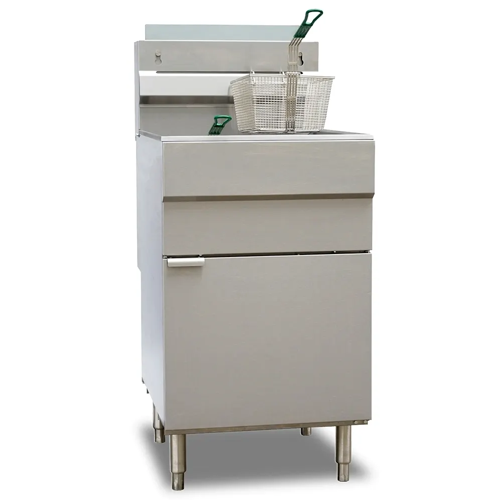 Omcan USA 46021 Full Pot Floor Model Natural Gas Fryer, 70 lbs Oil Capacity, 150.000 BTU
