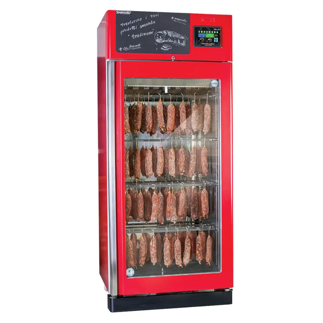 Omcan USA 46183 - Stagionello Evo 150 Meat Curing Cabinet, 150kg Capacity, Red, 220V, Glass Door
