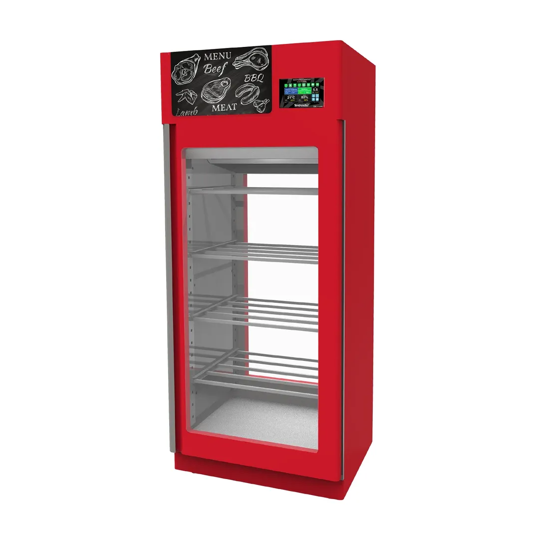 Omcan USA 46183 - Stagionello Evo 150 Meat Curing Cabinet, 150kg Capacity, Red, 220V, Glass Door