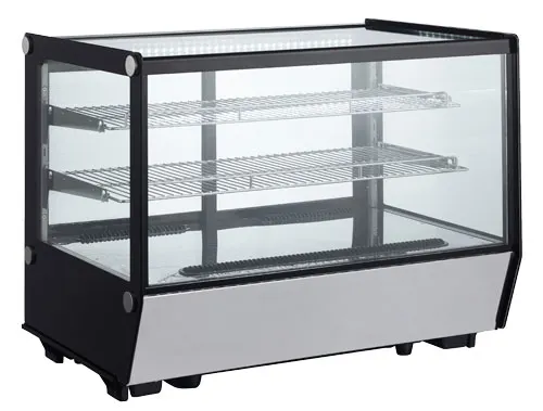 Omcan USA 47278 27" Full Service Countertop Refrigerated Display Case with Sliding Glass Door, 2 Shelves - 5.65 cu. ft. / 160 w