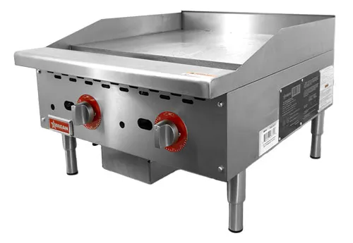 Omcan USA 47371 24" Countertop Thermostatic Gas Griddle, 1" Steel Plate, 56.000 BTU