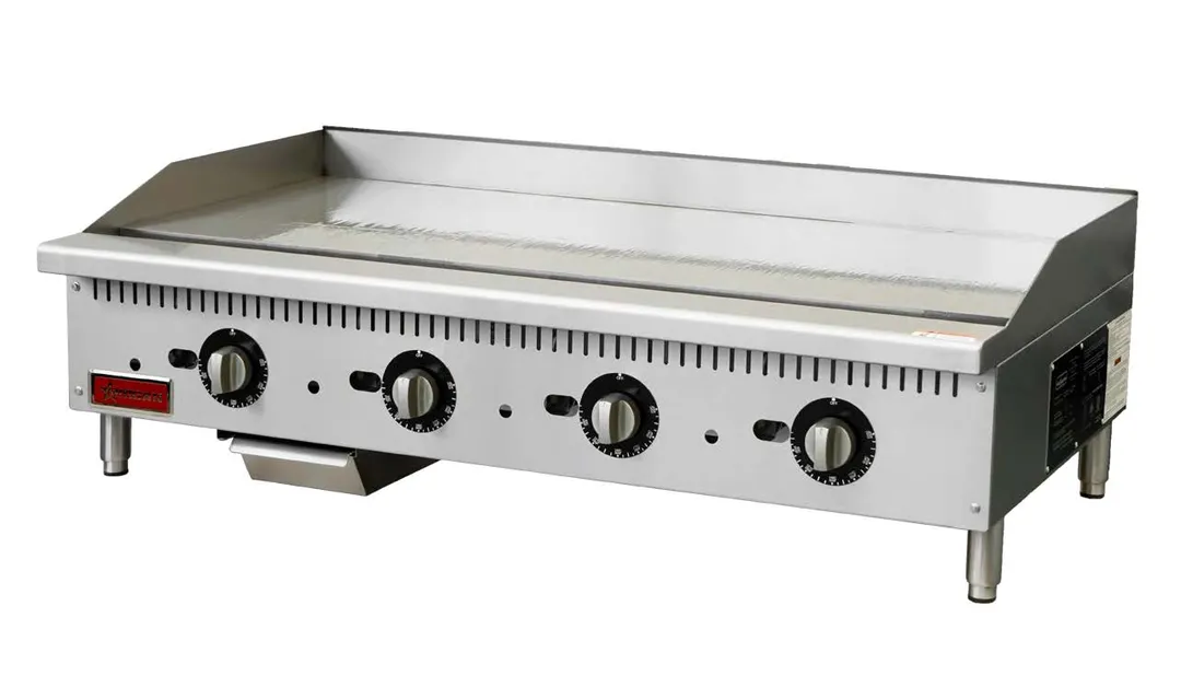 Omcan USA 47373 48" Countertop Thermostatic Gas Griddle, 1" Steel Plate, 112.000 BTU