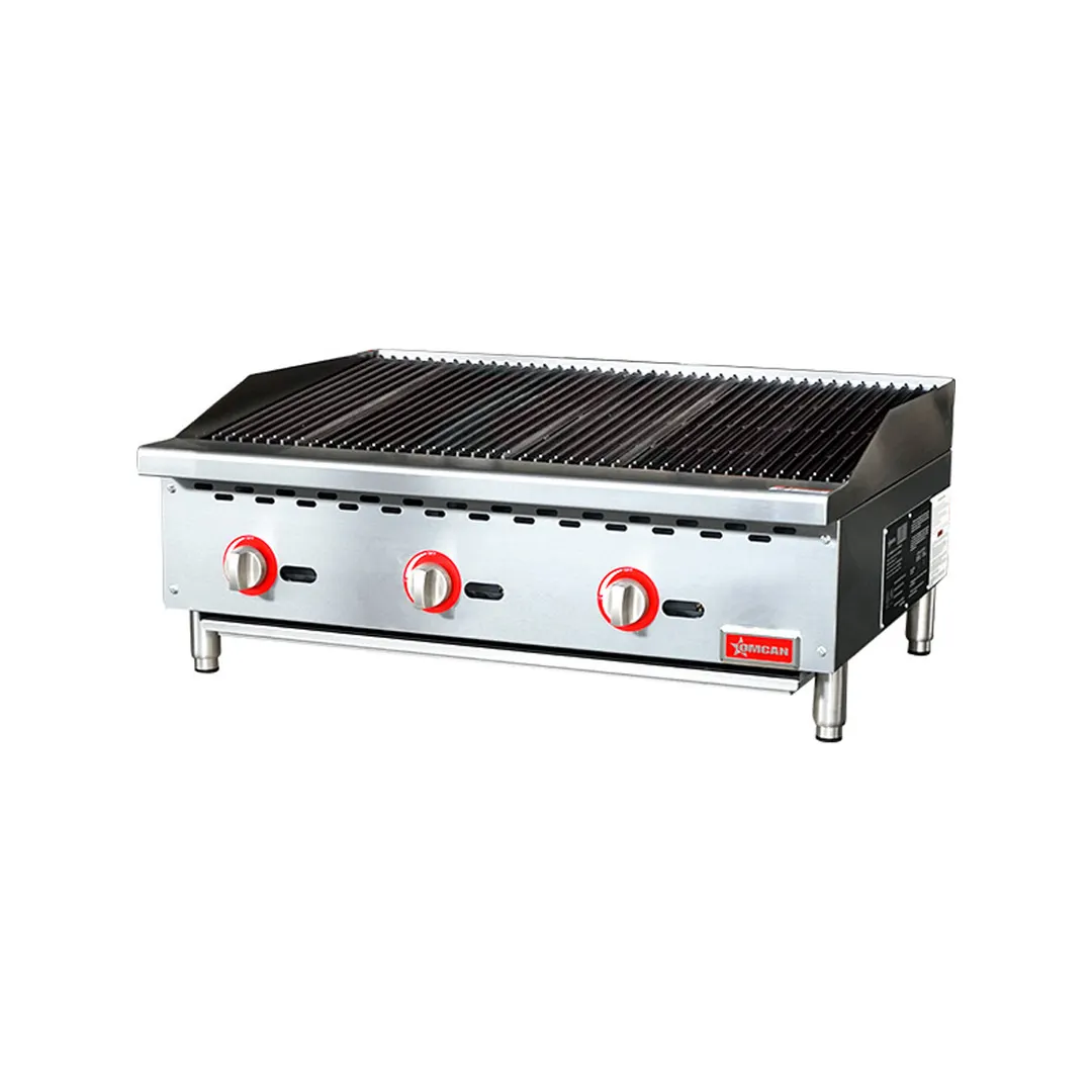 Omcan USA 47378 36" Countertop Gas Radiant Charbroiler w/ (3) Burners, 105.000 BTU