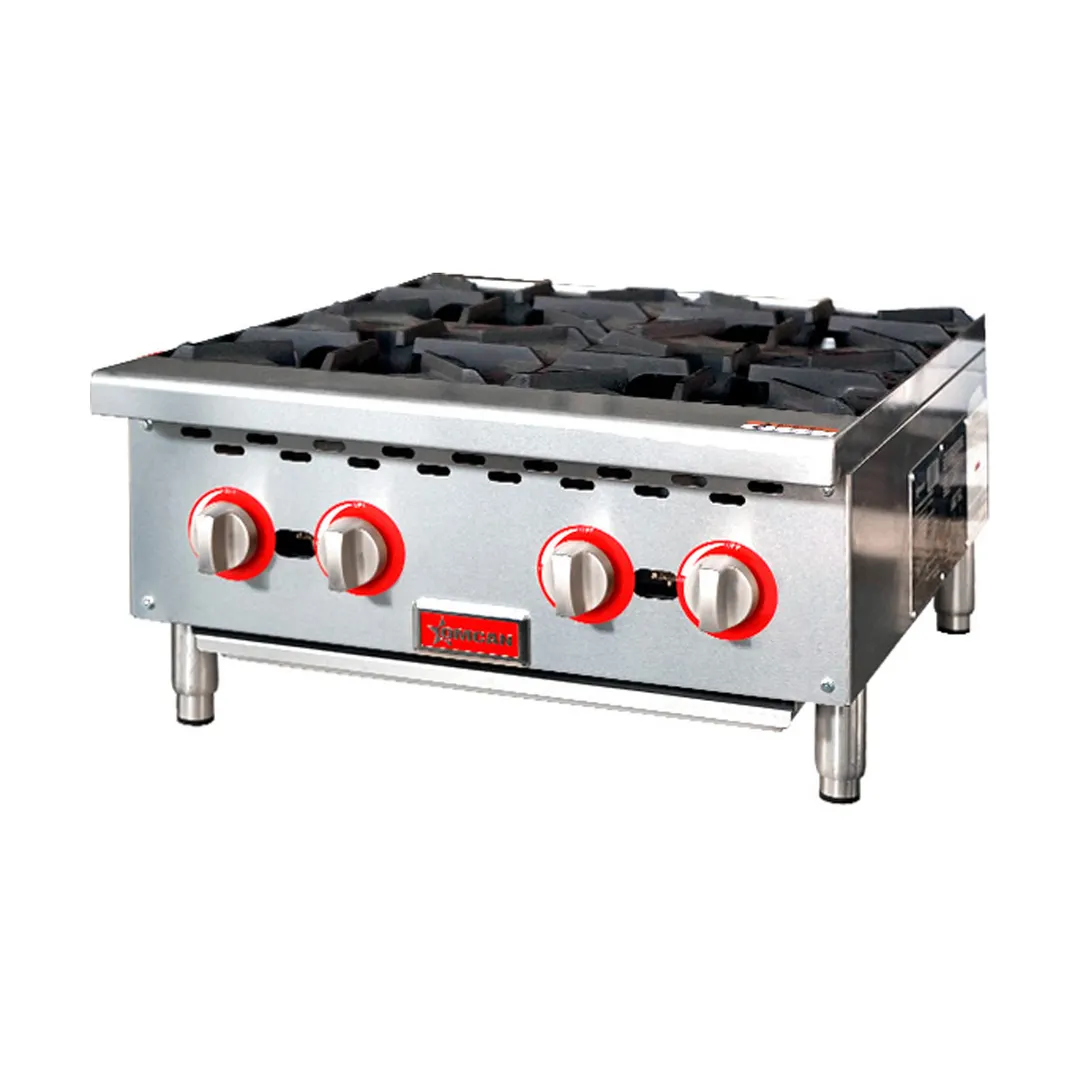 Omcan USA 47380 24" Countertop Gas Hotplate with (4) Burners, Manual Controls, 100.000 BTU