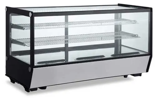 Omcan USA 47424 62" Countertop Refrigerated Display Case with Sliding Glass Door, 3 Shelves - 8.89 cu. ft. / 460 w 