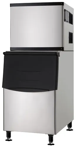 Omcan USA 47485 Air Cooled Full Cube 350 lb Ice Machine with Bin, 275 lb Storage