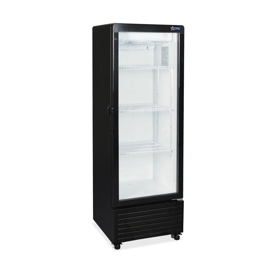 Omcan USA 47563 1-Section Merchandiser Refrigerator w/ Glass Door, in Black, 4.9 cu. ft.