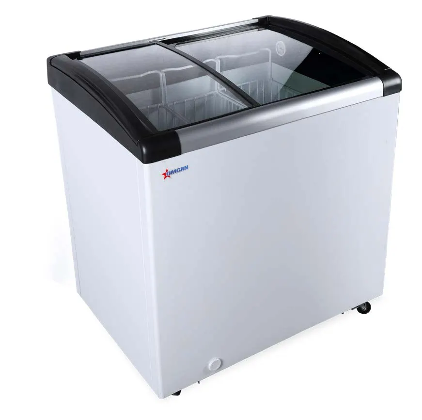 Omcan USA 47752 44" Curved Lid Ice Cream Display Freezer, 6.7 cu. ft.