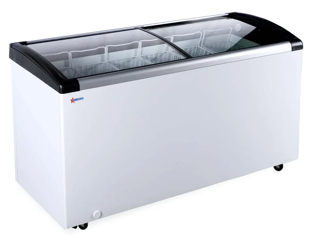 Omcan USA 47754 57" Curved Lid Ice Cream Display Freezer, 9.3 cu. ft.