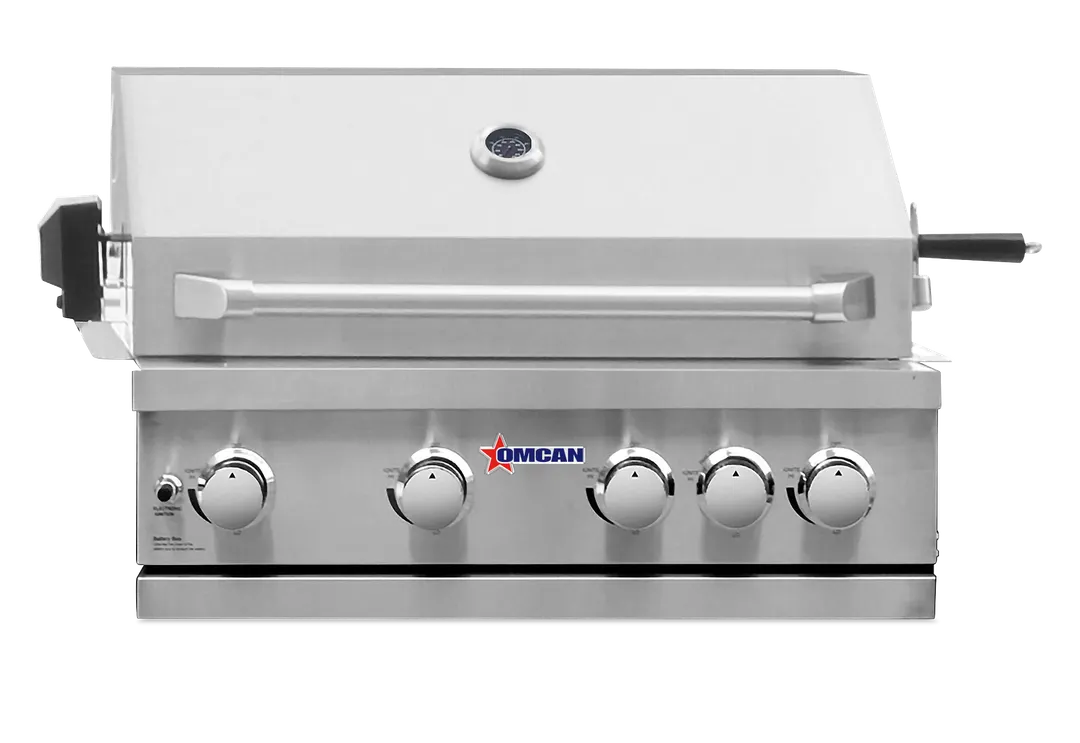 Omcan USA 47876 32" Countertop Outdoor LP Gas BBQ Grill, 5 Burners, 59.500 BTU