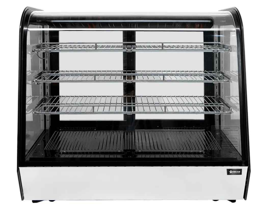 Omcan USA 47968 60" Countertop Case, 9.78 cu.ft, Glass, 2 Sliding Doors, 3 Shelves, Control, 800W
