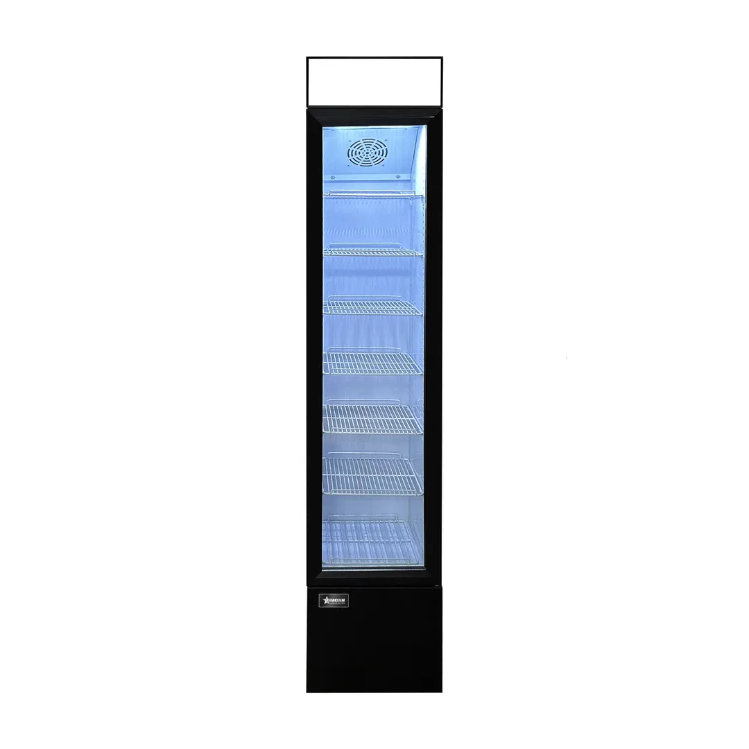 Omcan USA 48275 - 14" Glass Door Merchandiser Refrigerator, 3.7 cu ft, Black, Bottom‑Mounted, R600a