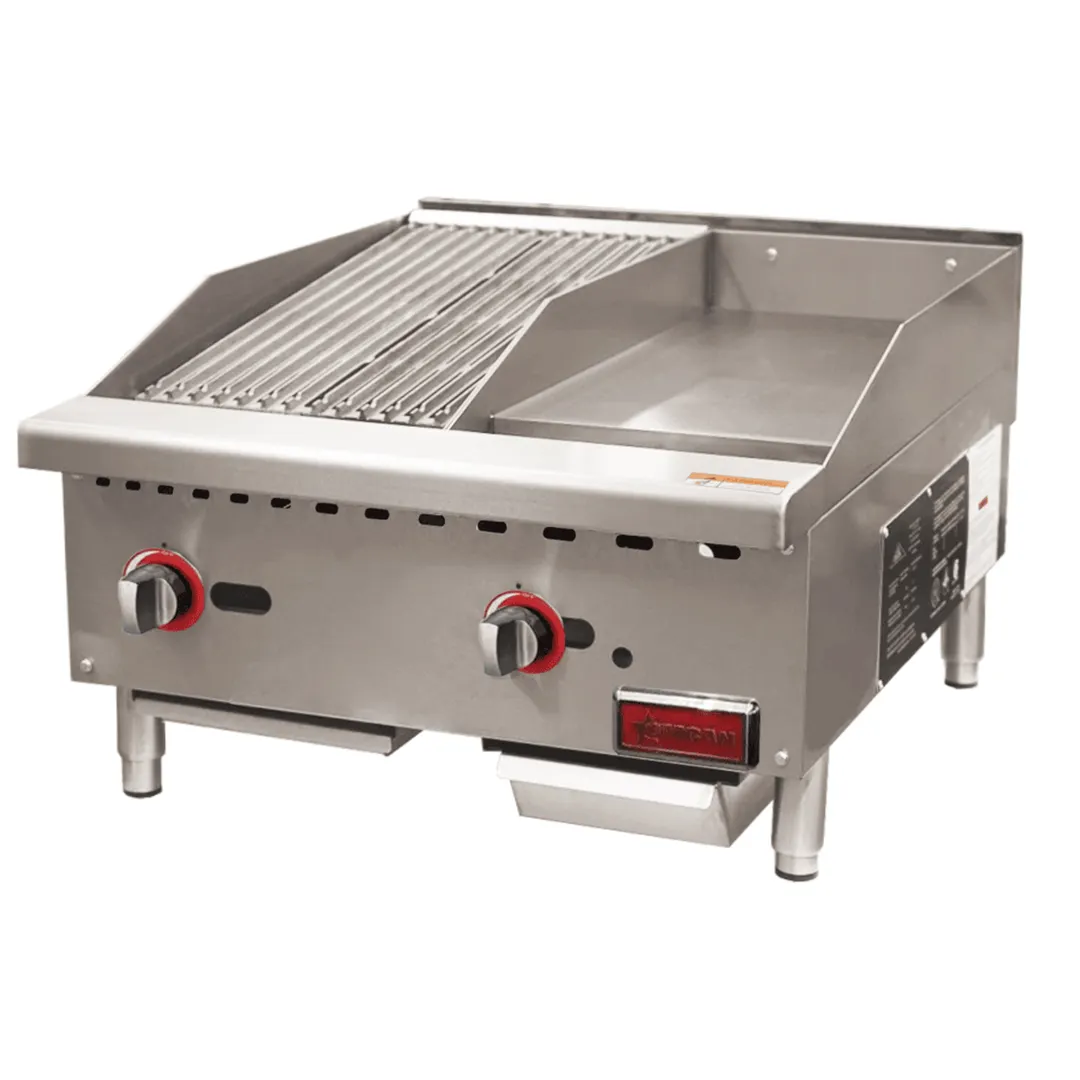 Omcan USA 48295 (Ce-Cn-12C12G) Griddle/Char-Broiler Combination, Countertop