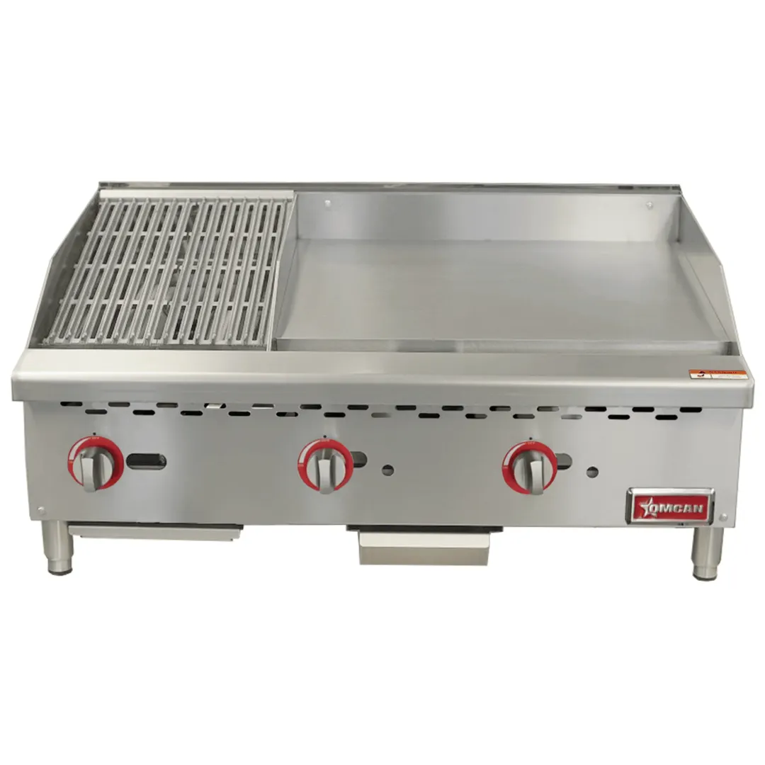 Omcan USA 48296 (Ce-Cn-12C24G) Griddle/Char-Broiler Combination, Countertop