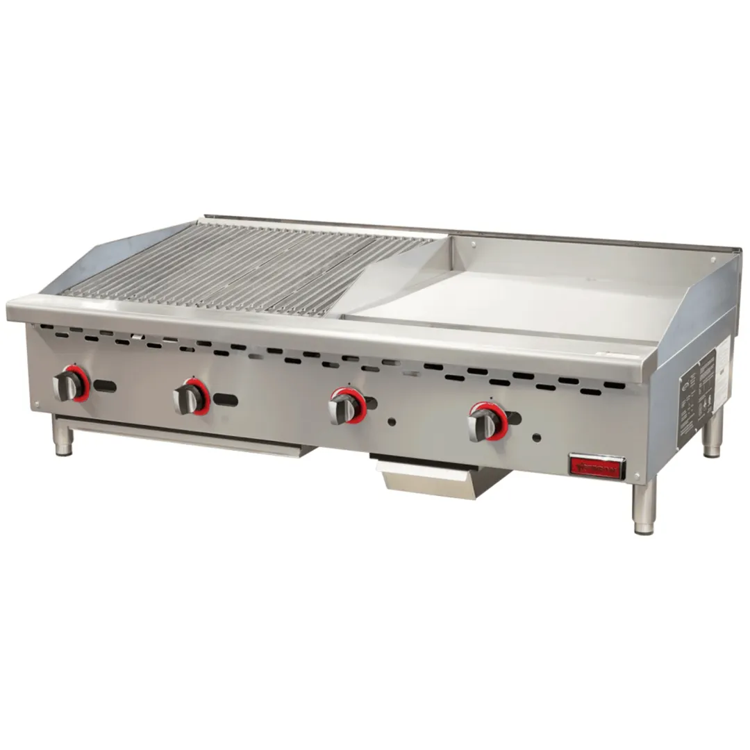 Omcan USA 48297 (Ce-Cn-24C24G) Griddle/Char-Broiler Combination, Countertop