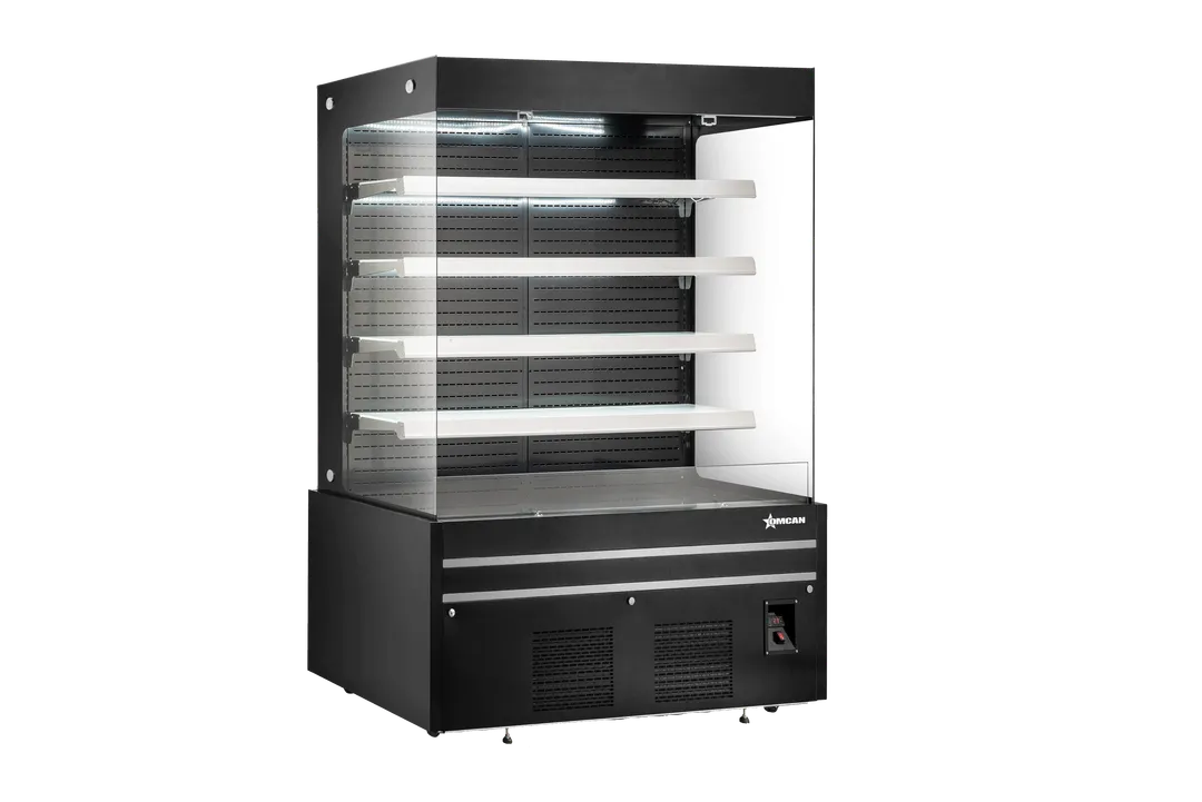 Omcan USA 48379 60" Vertical Open Air Merchandiser in Black, 4 Shelves, 33.9 cu. ft.