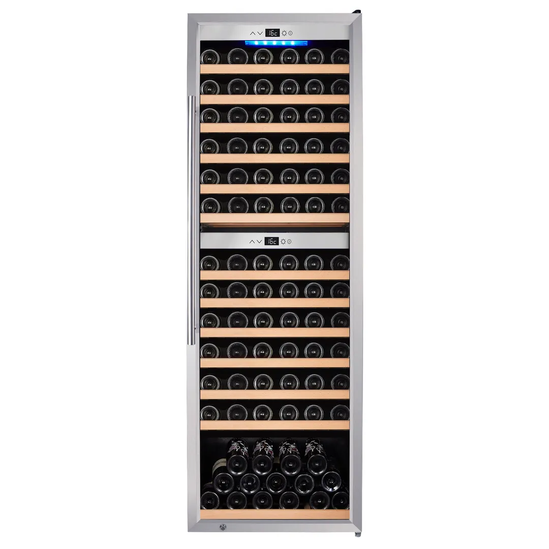 Omcan USA 48526 - Dual Wine Cooler 24"-35" W, 96-149, 41-68°F (5-20°C), Stainless Door, R600a, 161W