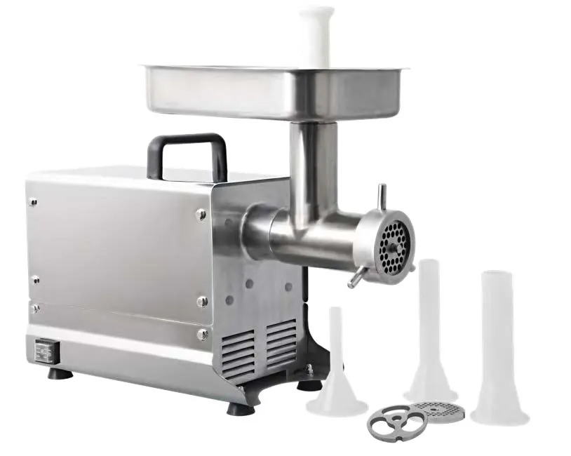 Omcan USA 48888 Countertop Electric Meat Grinder – 1‑1/2 HP, #32 Hub, 720‑750 lbs/hr, Plates, Sausage Tubes, 120 V, 15 A