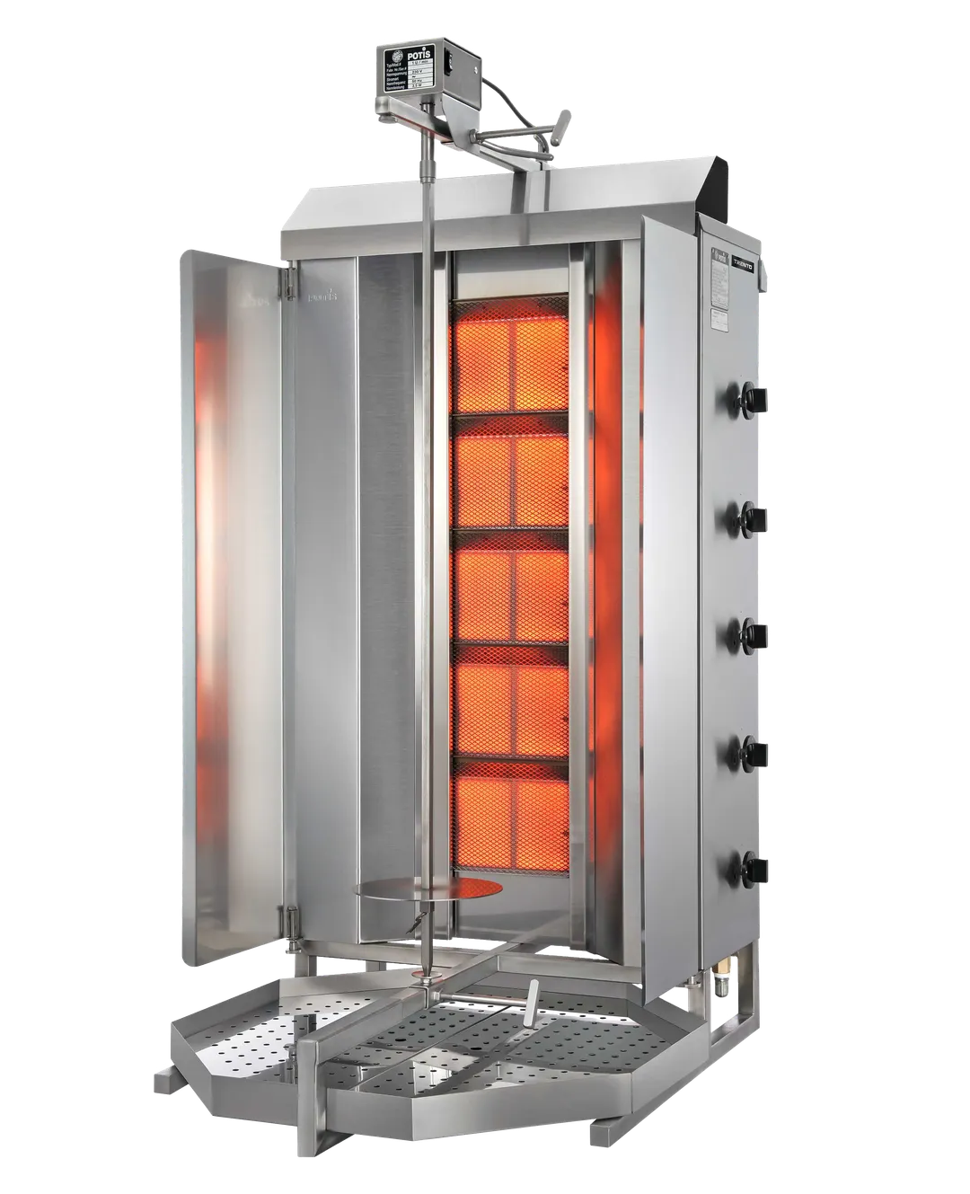 Omcan USA 49162 51" Gas Gyro Machine, 264.5 lbs, (5) Individual Controlled Infrared Burners