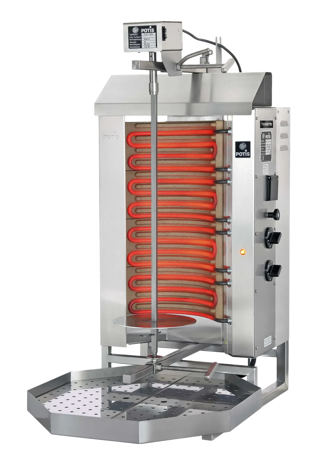 Omcan USA 49063 36" Electric Gyro Machine, 66.13 lbs, (2) Individual Controlled Infrared Burners