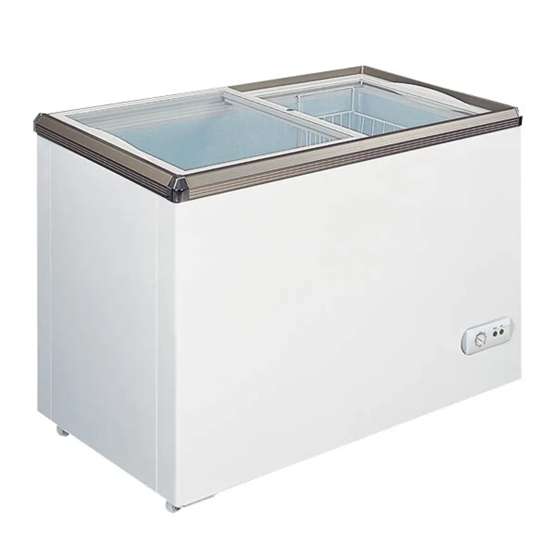 Omcan USA 49295 66" Ice Cream Display Glass Chest Freezer, 16.5 cu. ft.
