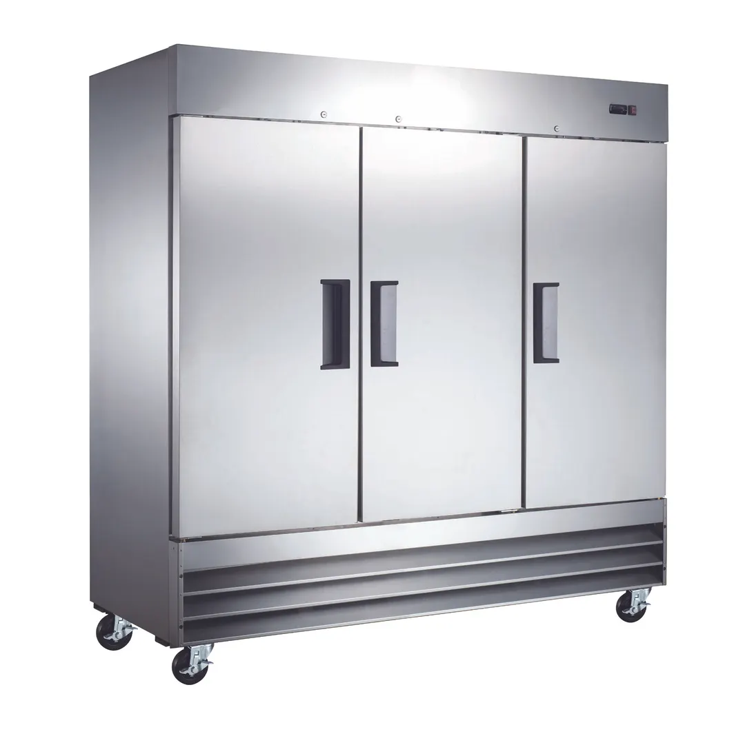 Omcan USA 50028 81" 3-Section Reach-In Refrigerator w/ 3 Solid Doors, Bottom Mount, 72 cu. ft.