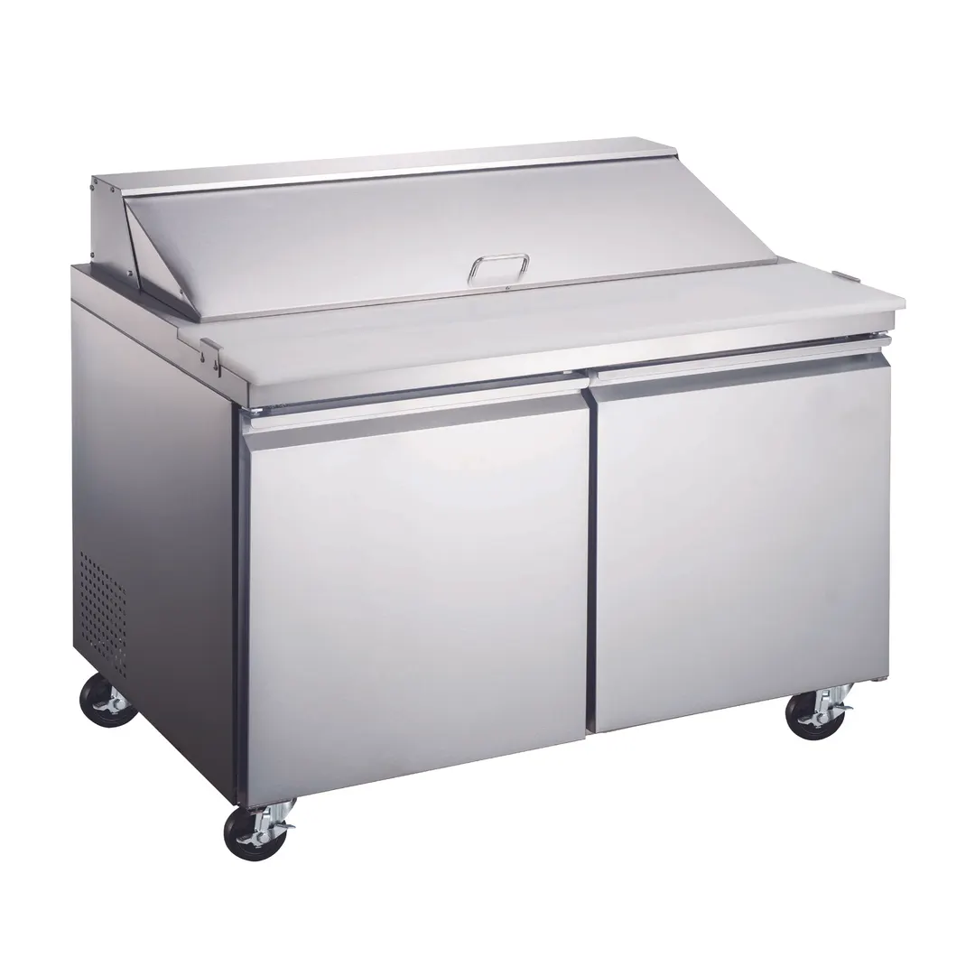 Omcan USA 50047 60" Two Section Sandwich / Salad Prep Table w/ 2 Doors, 16 Pans