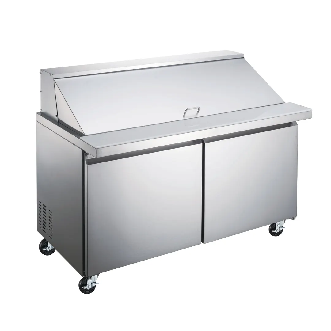 Omcan USA 50050 47" Two Section Mega Top Sandwich / Salad Prep Table w/ 2 Doors, 18 Pans