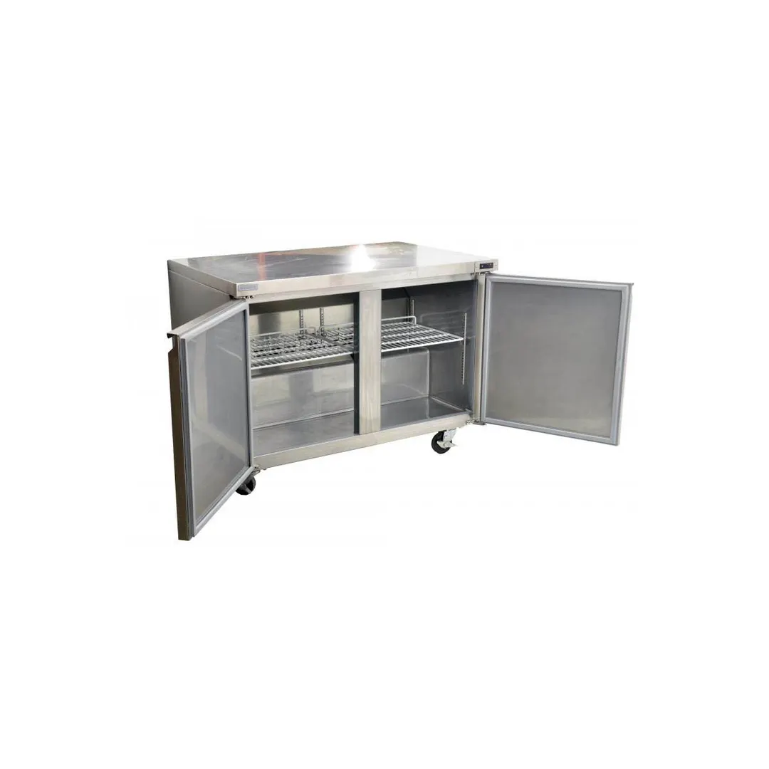 Omcan USA 50056 48" 2-Section Undercounter Refrigerator w/ 2 Solid Doors, 12 cu ft