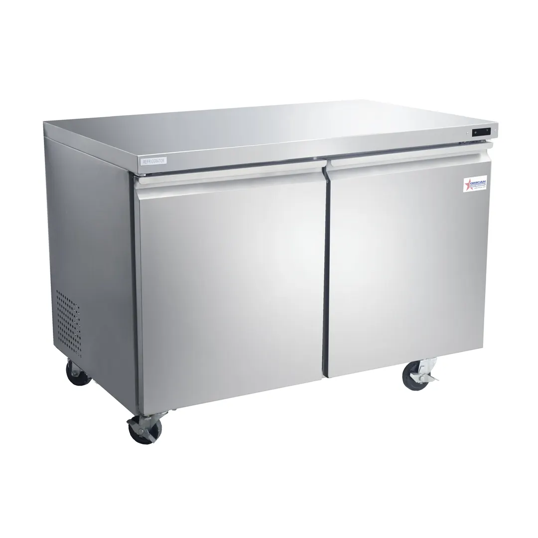 Omcan USA 50056 48" 2-Section Undercounter Refrigerator w/ 2 Solid Doors, 12 cu ft