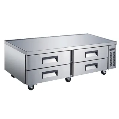 Omcan USA 50072 72" 4 Drawers Refrigerated Chef Base, Side Mounted, (8) full size pans
