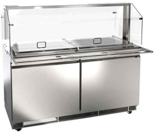 Omcan USA 50089 60" 2-Door Sandwich and Salad Prep Table, 12 Pans, Stainless Steel