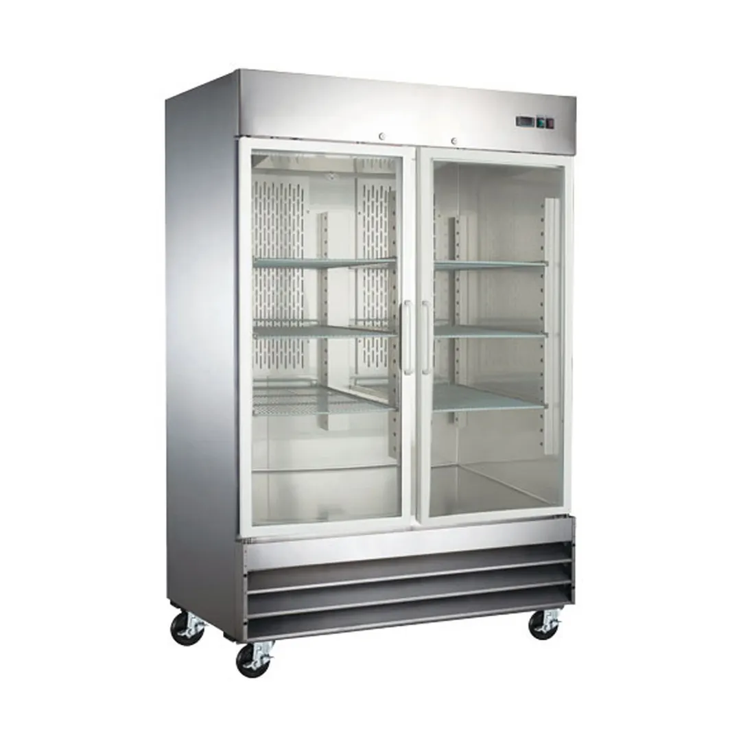 Omcan USA 51026 54" 2-Section Merchandiser Refrigerator w/ Glass Door, 47 cu. ft.