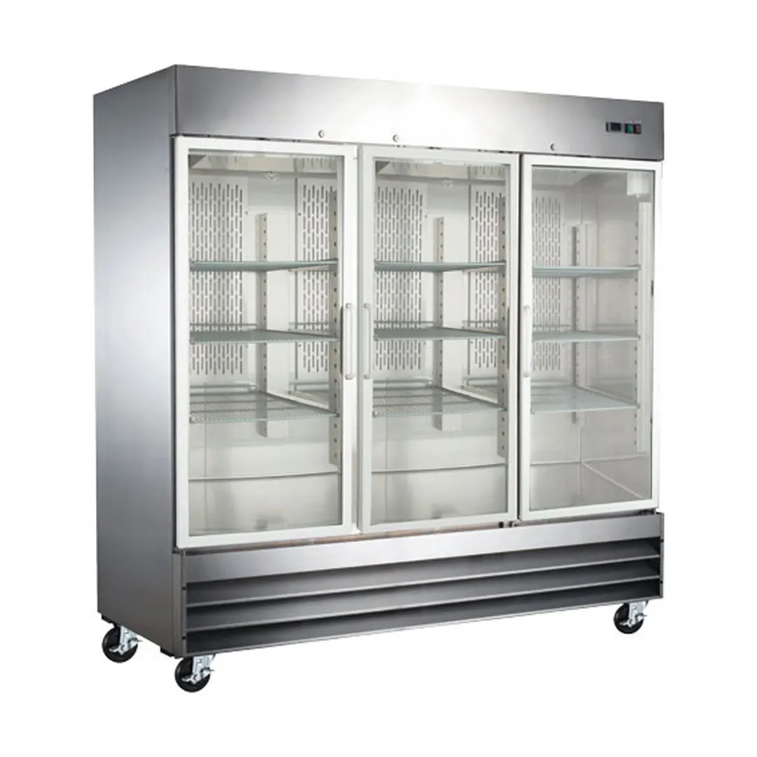 Omcan USA 51028 80" 3-Section Merchandiser Refrigerator w/ Glass Door, 72 cu. ft.