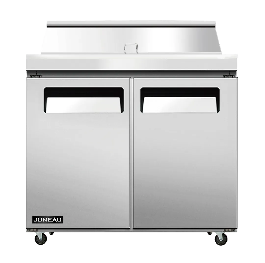 Omcan USA 58006 36" 2-Door Sandwich and Salad Prep Table, 10 Pans, Stainless Steel