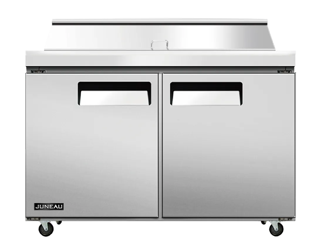 Omcan USA 58008 60" 2-Door Sandwich and Salad Prep Table, 16 Pans, Stainless Steel