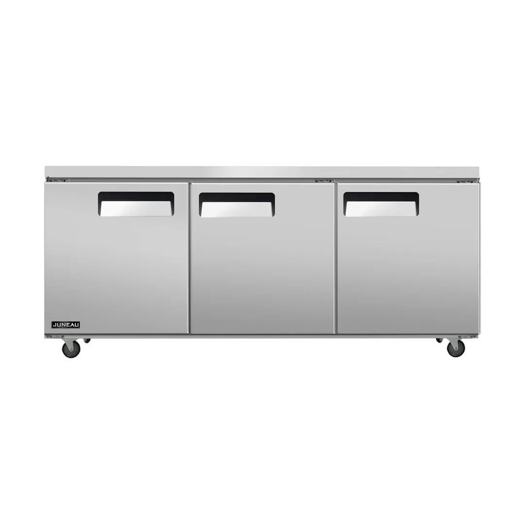 Omcan USA 58018 72" 3-Door Undercounter Refrigerator, Stainless Steel, 11 cu. ft., Self-Contained