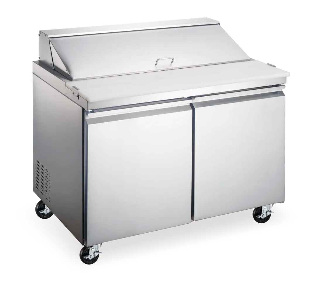 Omcan USA 59046 47" 2-Door Sandwich and Salad Prep Table, 12 Pans, Stainless Steel