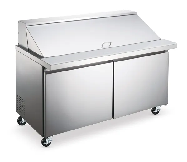 Omcan USA 59051 60" Two Section Mega Top Sandwich / Salad Prep Table w/ 2 Doors, 24 Pans