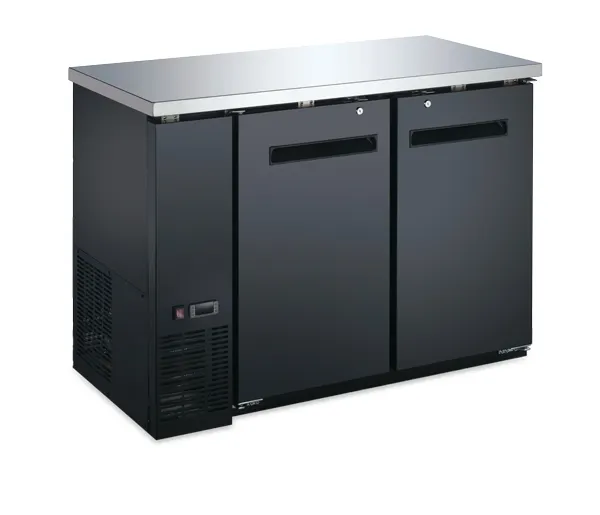 Omcan USA 59057 Aurora 48" Back Bar Cooler, 11.2 cu ft, Black, Doors, LCD, 4 Shelves, R290