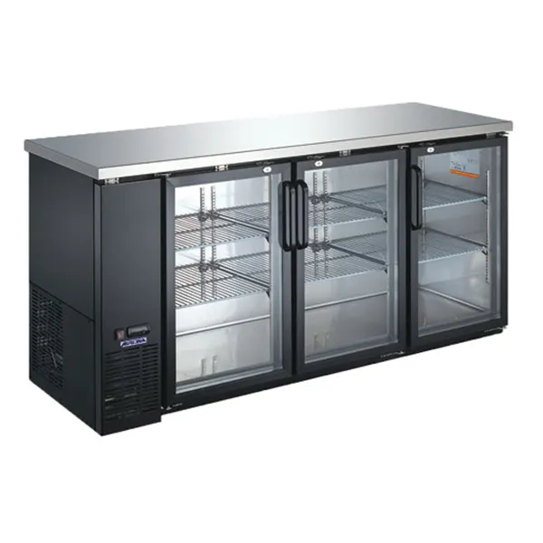 Omcan USA 59062 Refrigerated Back Bar Cabinet w/ 19.6 Cu Ft Capacity, 3 Glass Doors, Black