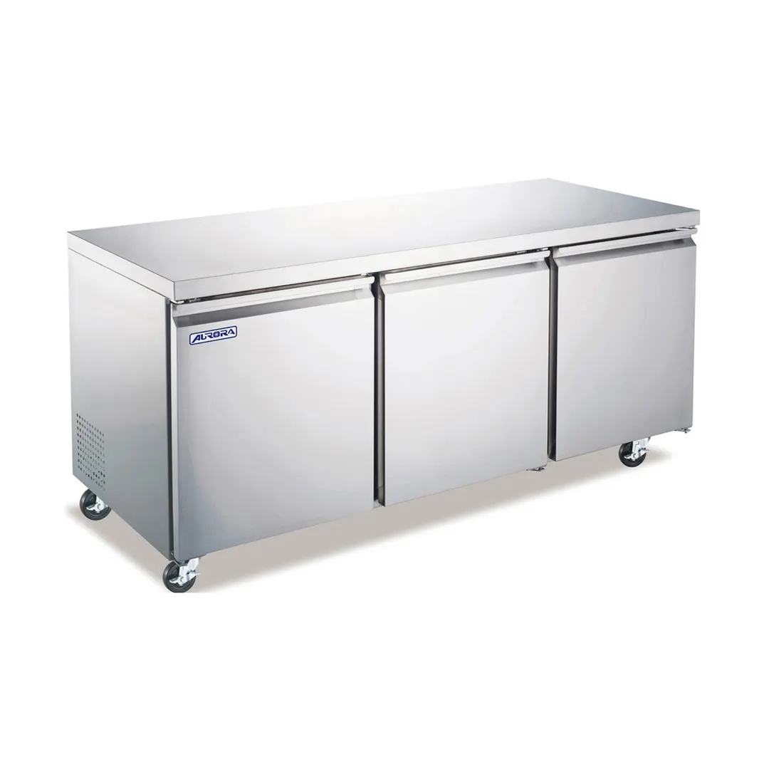 Omcan USA 59091 72" 3-Door Undercounter Refrigerator, Stainless Steel, 15.5 cu. ft., Rear-Mount
